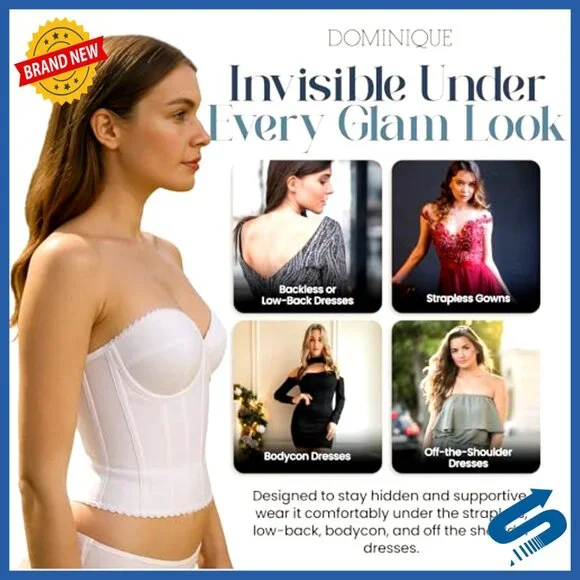 Strapless Longline Bustier Bra, Full Support Shapewear for Formal Dresses